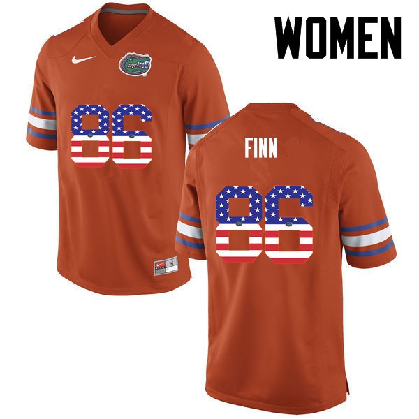 Florida Gators Women #86 Jacob Finn College Football USA Flag Fashion Orange